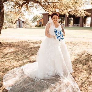 White, size 10 David’s Bridal Wedding Dress.